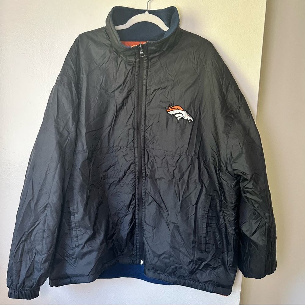 Vintage NFL Denver Broncos Zip-Up Men's Reversible Fleece Jacket X-Large - Picture 9 of 15
